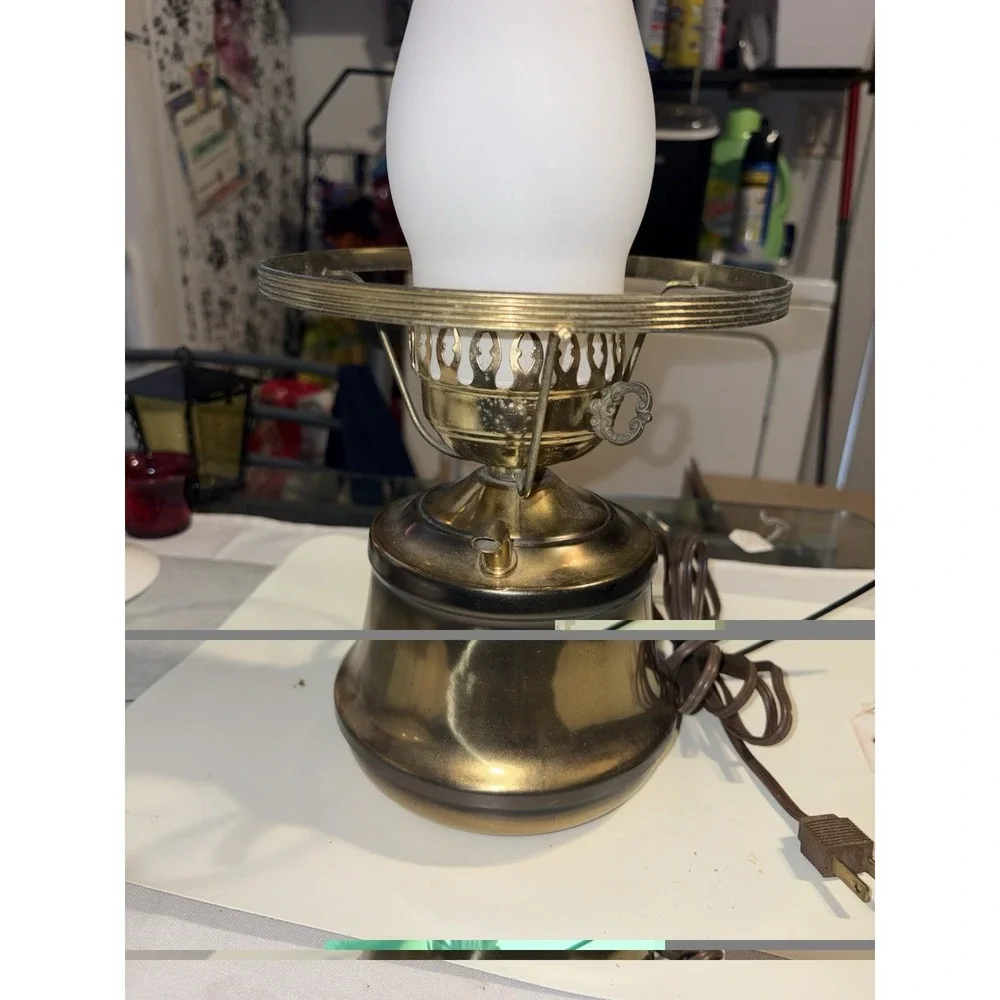 Vintage Brass Hurricane Electric Lamp 19
